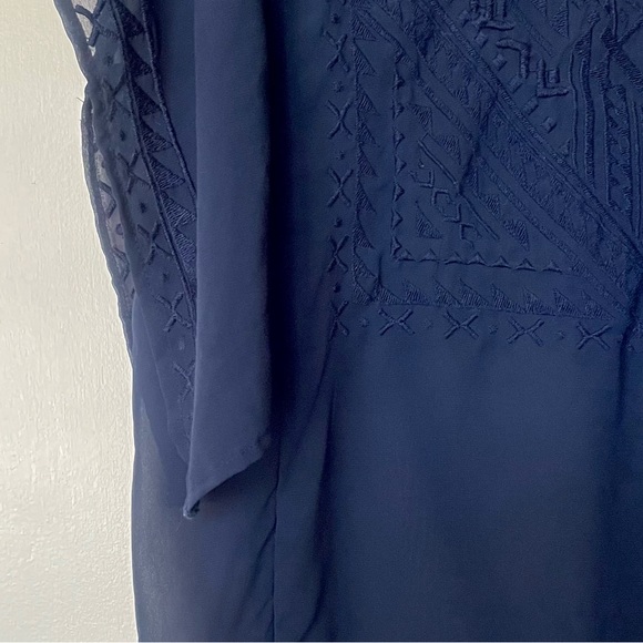 Navy Blue Embroidered Banana Republic Sheer Top - Picture 3 of 8